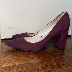 Burgundy Suede Block Heels